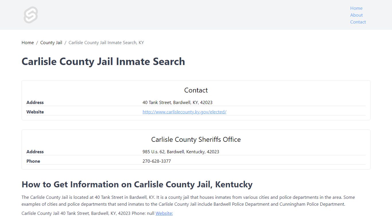 Carlisle County Jail Inmate Search, KY